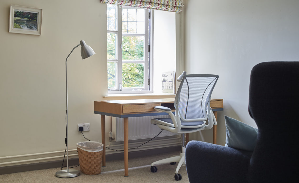 Writing desk at The Clockhouse writing retreat in Shropshire