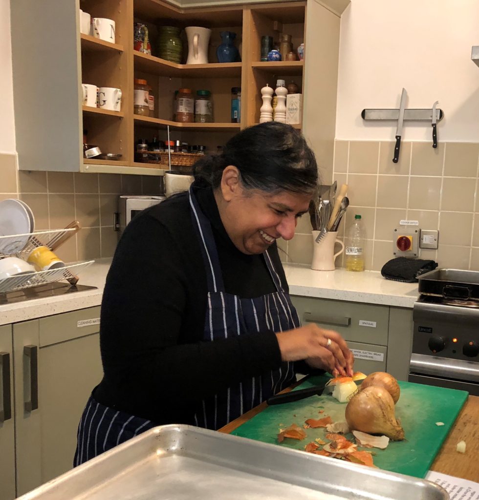 Woman chopping onion