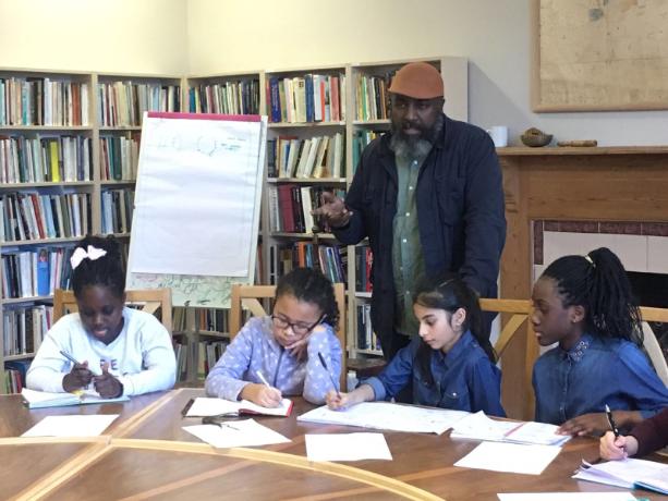 Dersingham and Lathom Primary School Arvon Tutorial in Shropshire with Roger Robinson writing tutor