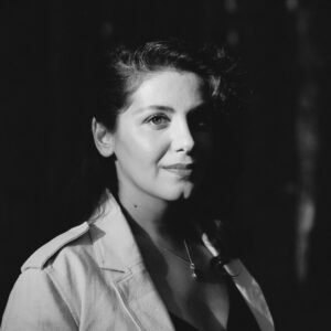 Black and white photo of Katie Melua
